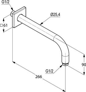 Kludi Brausearm A-QA DN 15 Ausladung 250mm chr