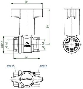 OV Knebelgriff-Kugelhahn Optibal PN 16, Messing DN 15, 1/2Zoll IG