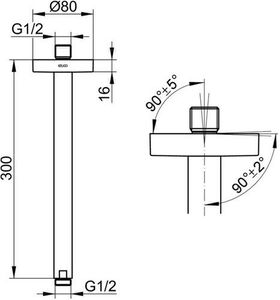 Keuco Brausearm ELEGANCE Ros rd Ausldg 300mm bro gebü