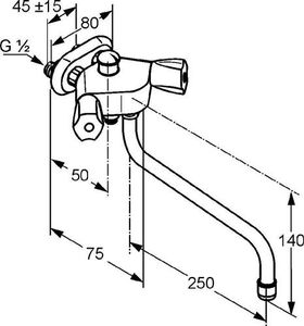 Kludi WF u Br-arm STANDARD SPEZIAL DN 15 m Tele-Handbrause we chr