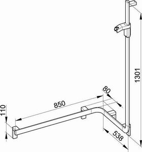 Keuco Duschhandlauf AXESS rechts verchromt 800/600/1300mm