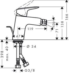 HG Einhebel-Bidetmischer 70 LOGIS DN 15 m ZAG G 1 1/4Zoll chrom