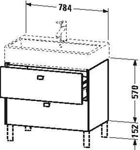 Duravit Waschtischunterbau BRIOSO Griffe chr 570x784x459mm betongrau matt