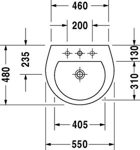 Duravit Waschtisch DARLING NEW m ÜL HLB 3 Hahnlöcher 550x480mm weiß