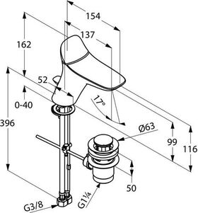 Kludi Waschtisch-Einhandmischer BALANCE DN 10 m Ablaufgarnitur schwarzmatt/chrom