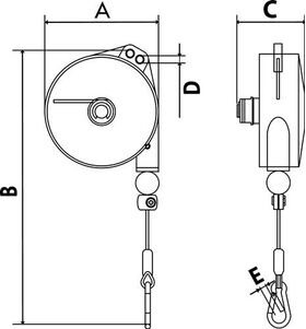 Federzug TCN 9313 Trgf.2-3kg Seillänge 1,6m Seil-D.2,0mm PLANETA