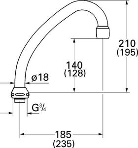 Grohe Rohrauslauf 5 Stück Ausldg 185mm chr