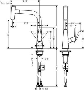 HG Einhebel-Spültischmischer 220 TALIS S DN 15, mit Ausziehauslauf chrom