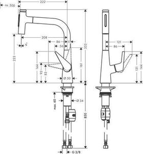 HG Einhebel-Spültischmischer 220 TALIS S DN 15, mit Ausziehbrause chrom