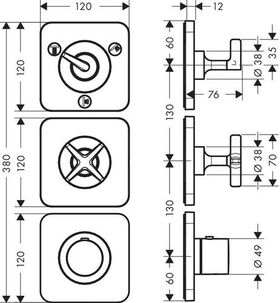 Thermostatmodul AXOR CITTERIO E DN 20, Unterputz 38x12 brushed nickel