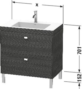 Duravit Waschtischunterbau BRIOSO 701x800x480mm m WT Vero Air Gri chr 3 HL