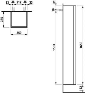 Laufen Hochschrank KARTELL 1650x350x335mm Scharn. re schiefergrau