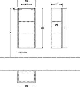 V&B Seitenschrank FINION 418x936x270mm Ans li Anthracite Matt