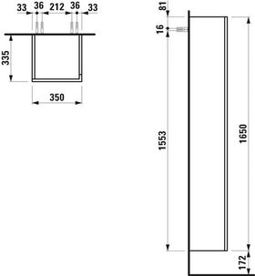 Laufen Hochschrank KARTELL 1650x350x335mm Scharn. li schiefergrau