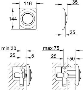 Grohe Abdeckplatte SURF 116x144mm f Urinal chr