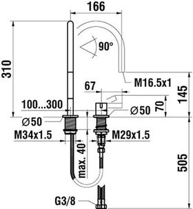 Laufen 2-Loch Waschtischmischer KARTELL 166mm ohne Ablaufventil chrom