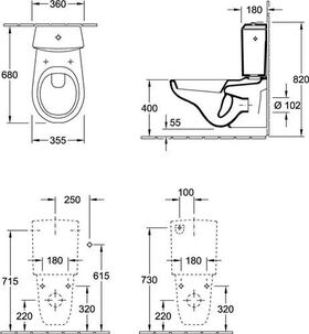 V&B Spülkasten O.NOVO Zulauf seitlich oder von hinten we C+