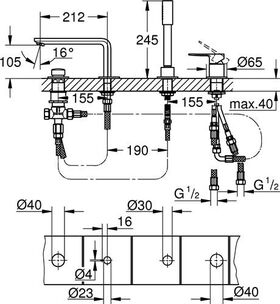 Grohe 4L-EH-Wannenkombi LINEARE chr