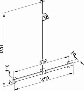 Keuco Duschhandlauf AXESS silber-eloxiert 1000/1300mm