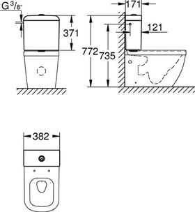 Grohe Aufsatzspülkasten EURO KERAMIK Anschluss seitlich/hinten awe