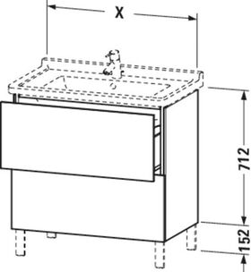 Duravit Waschtischunterbau L-CUBE 670x469mm 2 Au ta s-matt ES Ahorn mitte