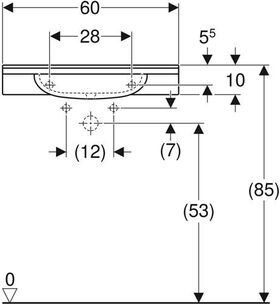 Geberit Waschtisch PUBLICA 600x550mm o HL o ÜL o Ausschnitte weiß