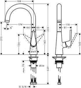 HG Einhebel-Spültischmischer 220 TALIS S DN 15 mit Schwenkauslauf Edelstahl-Opti