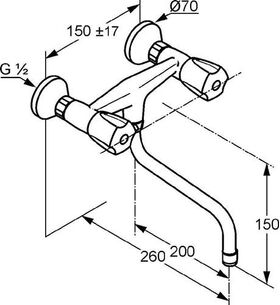 Kludi Spültisch-Wandarmatur STANDARD DN 15 Terralux Griff Metall chr