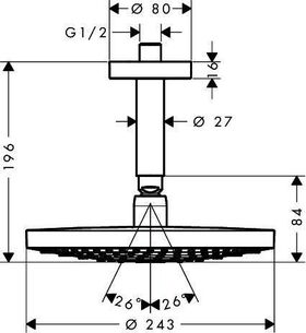 HG Kopfbr RAINDANCE SELECT S 240 2jet DN 15 m Deckenanschluss 100mm weiß/chrom