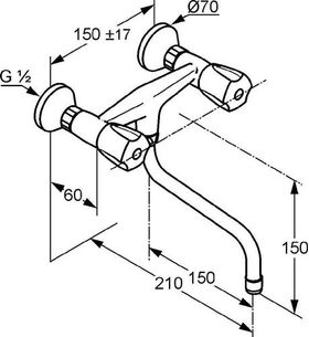 Kludi Spültisch-Wandarmatur STANDARD DN 15 Terralux Griff Metall chr