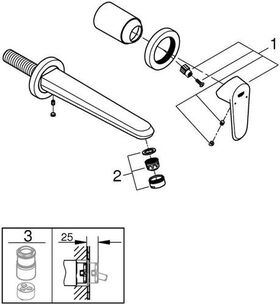 Grohe 2L-WT-Batt EURODISC C Ausldg 225mm chr