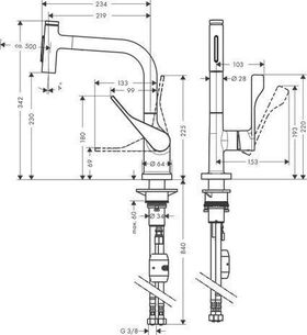 Einhebel-Spültischmischer AXOR CITTERIO DN 15, Ausziehbrause chrom