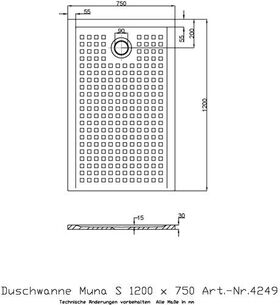 Hoesch Duschwanne S MUNA mit Antirutsch 1200x750x30mm weiß