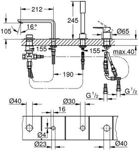 Grohe 4L-EH-Wannenkombi LINEARE ha graph gebü