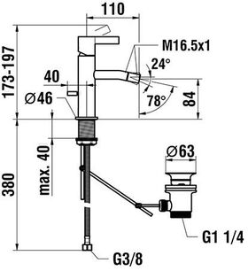 Laufen Einhand-Bidetmischer KARTELL mit Ablaufventil chrom