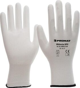 Handschuhe Whitestar NPU Gr.6 (S) weiß EN 388 PSA II Nyl.m.PU PROMAT - VPE: 12