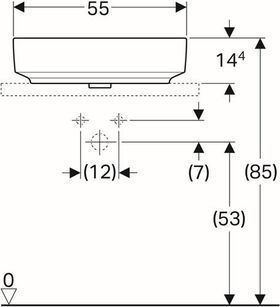 Geberit Aufsatzwaschtisch VariForm re. 55x40cm o HL ohne Überlauf weiß