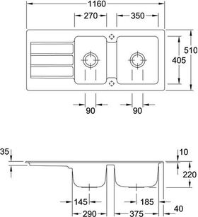 V&B Spüle ARCHITECTURA 80 1160x510mm Exzent. graphit