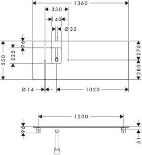 HG Konsole Xelu Q 1360x550mm m Auss links eiche natur