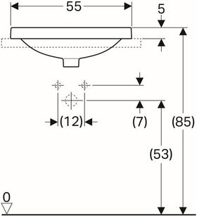 Geberit Einbauwaschtisch VariForm ov 55x40cm o HL ohne Überlauf weiß KT