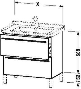 Duravit Waschtischunterbau X-LARGE 650x470x668mm basalt matt