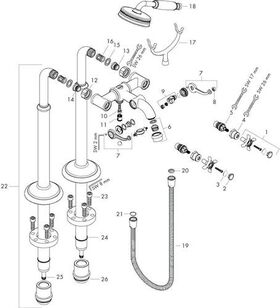 2-Griff-Wannenrandarmatur AXOR MONTREUX DN 15, bodenstehend polished gold optic