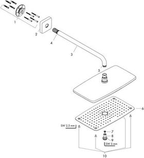 HG Kopfbrause Raindance E 360 Air 1jet DN 15, mit Brausearm 390mm chrom