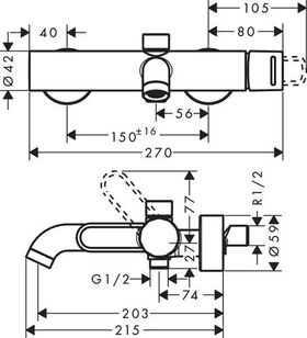 Einhebel-Wannenmischer AXOR UNO AP, Bügelgriff stainless steel optic