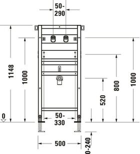 Duravit Waschtisch-Element DURASYSTEM 500x1148mm, für Wandarmatur, Trockenbau