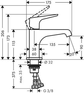 EH-WT-MI 90 AXOR CITTERIO E DN 15 f HWB m HGri o Zugst. Stain st opt