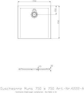 Hoesch Duschwanne S MUNA 750x750x30mm weiß