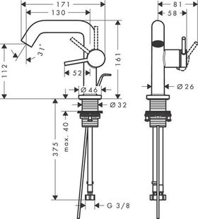 HG Einhebel-Waschtischmischer Tecturis S Fine CooStart Ausl 130mm Zugstange chro