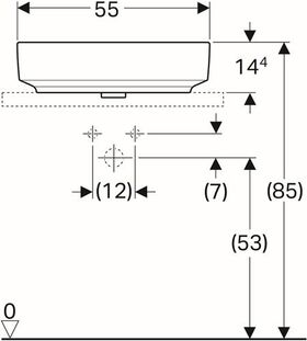 Geberit Aufsatzwaschtisch VariForm ov 55x40cm o HL ohne Überlauf weiß KT