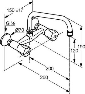 Kludi Spültisch-Wandarmatur STANDARD DN 15 Terralux Griff Metall chr